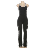 Sleeveless Contrast Color Backless Yoga Jumpsuit XEF-K25Q68159