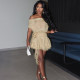 Mesh Off Shoulder Backless Mini Dress XEF-K25D76616