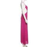 Sexy Backless Tie Up Mesh Maxi Dress XEF-K25D76298