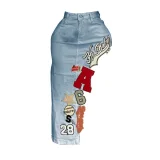 Retro Letter Embroidered Denim Skirt MEM-88657