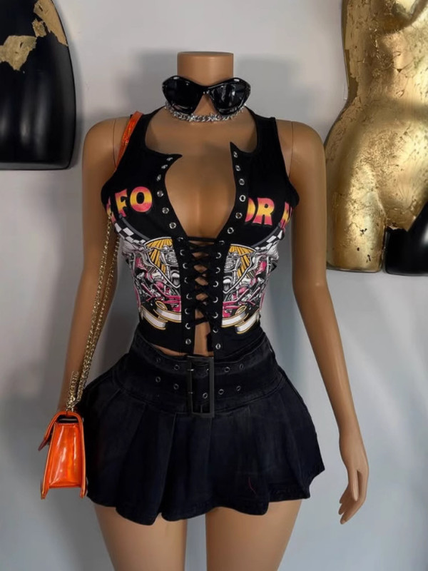 Fashion Print Sleeveless T Shirts Vest GFCF-1386