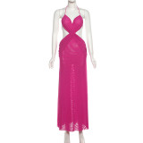 Sexy Backless Tie Up Mesh Maxi Dress XEF-K25D76298