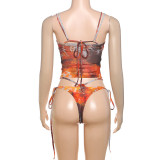 Sexy Mesh Tie Up Bikinis Three Piece Swimsuit XEF-K25S67251