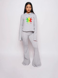 Colorful Patterned Print  Long Sleeve Pants Suit YIBF-6023