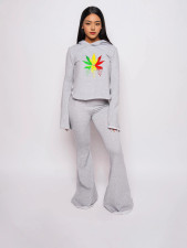 Colorful Patterned Print  Long Sleeve Pants Suit YIBF-6023