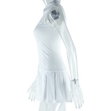 Sleeveless Zipper Lapel Pleated Mini Dress GJYO-JD301010