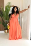 Drawstring Lace Solid Color Loose Maxi Dress GTYZ-7576