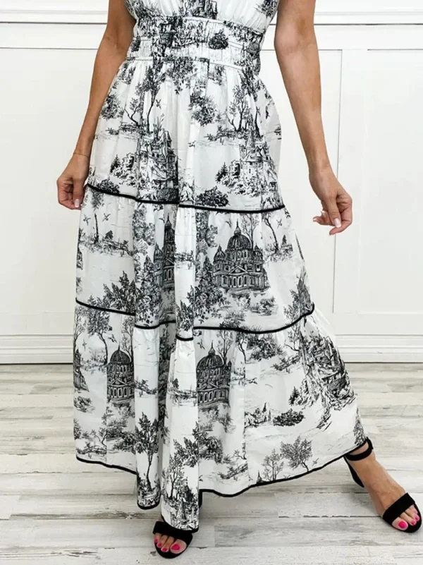 Plus Size Print Short Sleeve Slim Maxi Dress GXBQ-802