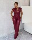 PU Leather Sleeveless Slim Jumpsuit GXBQ-OL6163