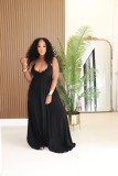 Drawstring Lace Solid Color Loose Maxi Dress GTYZ-7576