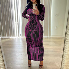 Long Sleeve O Neck Maxi Dress GXBQ-1141220