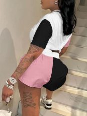 Contrast Color Print Two Piece Shorts Set GYXF-8868