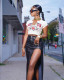 PU Leather High Split Long Skirts GXBQ-YY23492MH