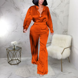Long Sleeve Solid Shirt Two Piece Pants Set YF-20040