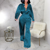 Long Sleeve Solid Shirt Two Piece Pants Set YF-20040