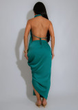 Deep V Neck Pleated Long Dress GTYZ-7577