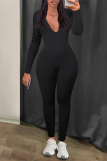 Long Sleeve Solid Color Tight Jumpsuit GXBQ-001