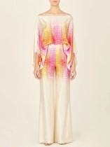 Printed loose Bat Sleeve Wide Legs Pants Suit GXBQ-3055