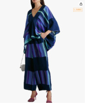 Bat Sleeve V Neck Print Two Piece Pants Set GXBQ-5111