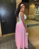 Casual Sleeveless Plaid Print Maxi Dress GTYZ-7568
