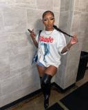 Letter Print Loose Casual T-shirt  GXBQ-1141223