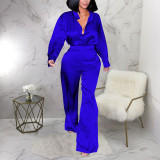 Long Sleeve Solid Shirt Two Piece Pants Set YF-20040