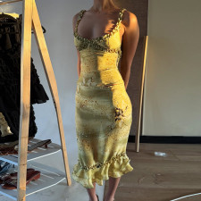 V Neck Print Two Piece Skirts Set DLSF-K25S74680