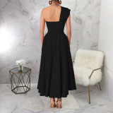 Sleeveless Slash Neck Solid Maxi Dress YF-20011