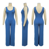 Long Sleeve Solid Color Tops+Jumpsuit 2 Piece Set YF-10794