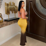 Gradient Color Single Shoulder Maxi Dress YF-10877