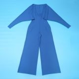 Long Sleeve Solid Color Tops+Jumpsuit 2 Piece Set YF-10794