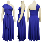 Sleeveless Slash Neck Solid Maxi Dress YF-20011