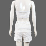 Solid Color Wrap Chest Tops Shorts 2 Piece Set GFRT-42023SBG