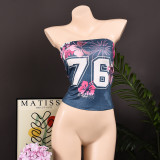 Print Backless Wrap Chest Tops GFRT-32555TBY