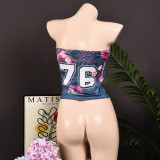 Print Backless Wrap Chest Tops GFRT-32555TBY
