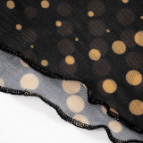 Polka Dot Print Wrap Chest Long Sleeve 3 Piece Shorts Set MXBF-J25ST187