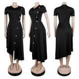 Plus Size Fashion Irregular Short Sleeve Midi Dress NY-11127
