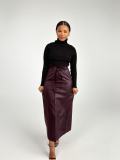 Split Half PU Leather Skirt(With Belt) QODY-6005