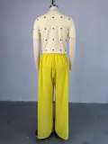 Love Print Short Sleeve Tops Wide Leg Pants Suit GCNE-72738
