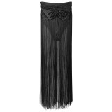 Sexy Sleeveless Wrap Chest Tassel Long Skirts Suit BY-7438