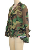 Camouflage Print Long Sleeve Coats SH-391416