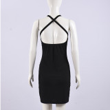 Backless Halterneck Hot Drill Mini Dress GFRT-42138DBG