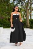Single-breasted Wrap Chest Belt Maxi Dress ZSD-0760