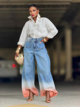 Gradient Color Wide Leg Jeans GYLN-2682
