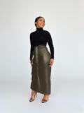 Split Half PU Leather Skirt(With Belt) QODY-6005