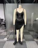 Hot Drill V Neck Sling Mini Dress NY-3655