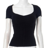 Short Sleeve U Neck Tops GSZM-ZTP1389