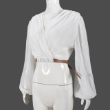 Lantern Long Sleeve Solid Color Top GNZD-51365THD