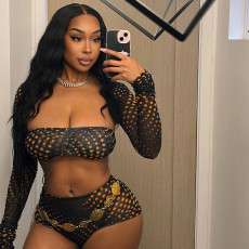 Polka Dot Print Wrap Chest Long Sleeve 3 Piece Shorts Set MXBF-J25ST187