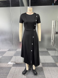 Plus Size Fashion Irregular Short Sleeve Midi Dress NY-11127